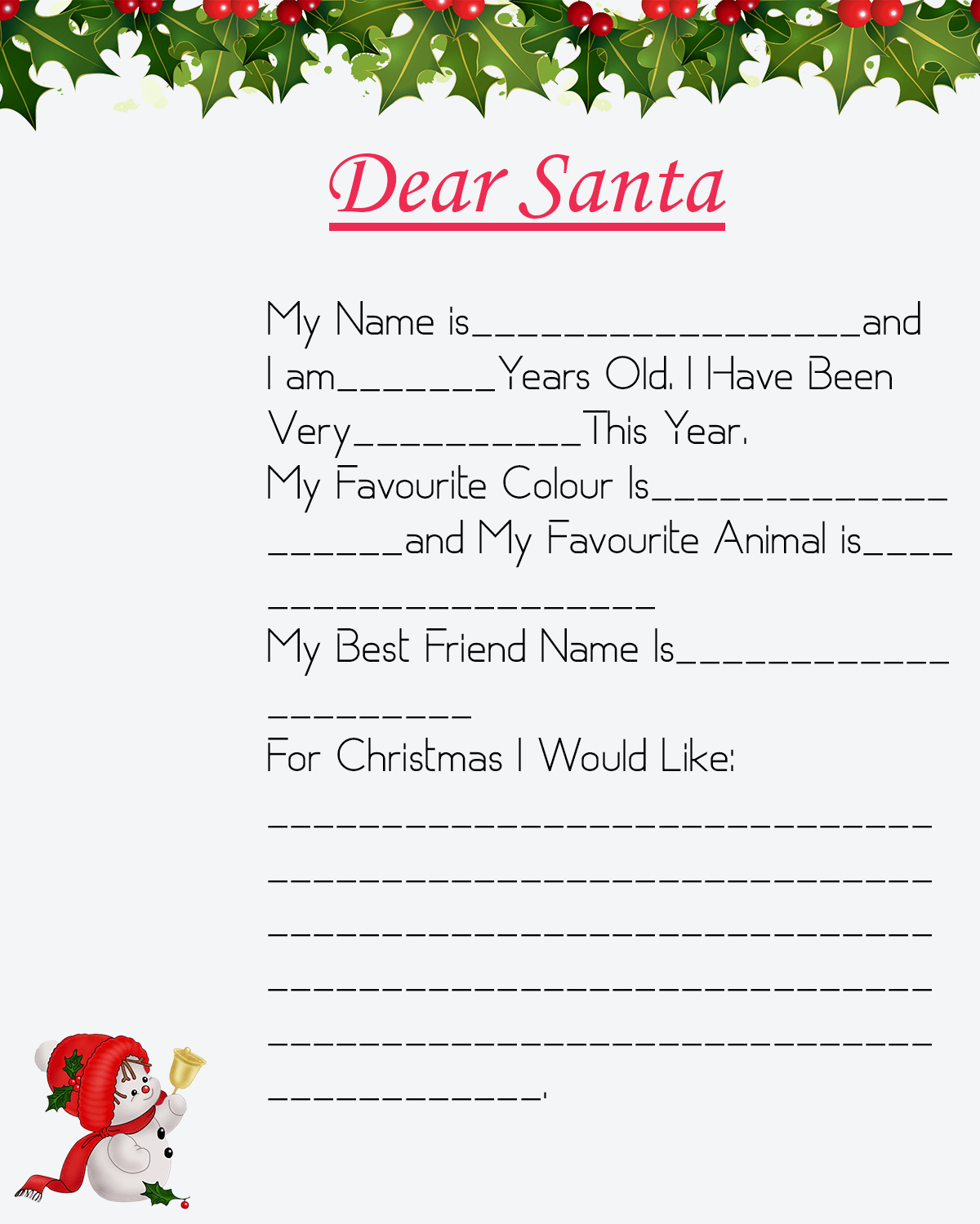 10+ Free Blank Printable Santa Letter Template | How To Wiki For Blank Letter From Santa Template