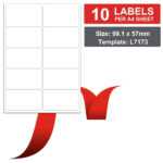 10 Labels Per A4 Sheet 99.1 X 57Mm – 100 Sheets Office Mailing Labels |  Inkmasters In Word Label Template 16 Per Sheet A4