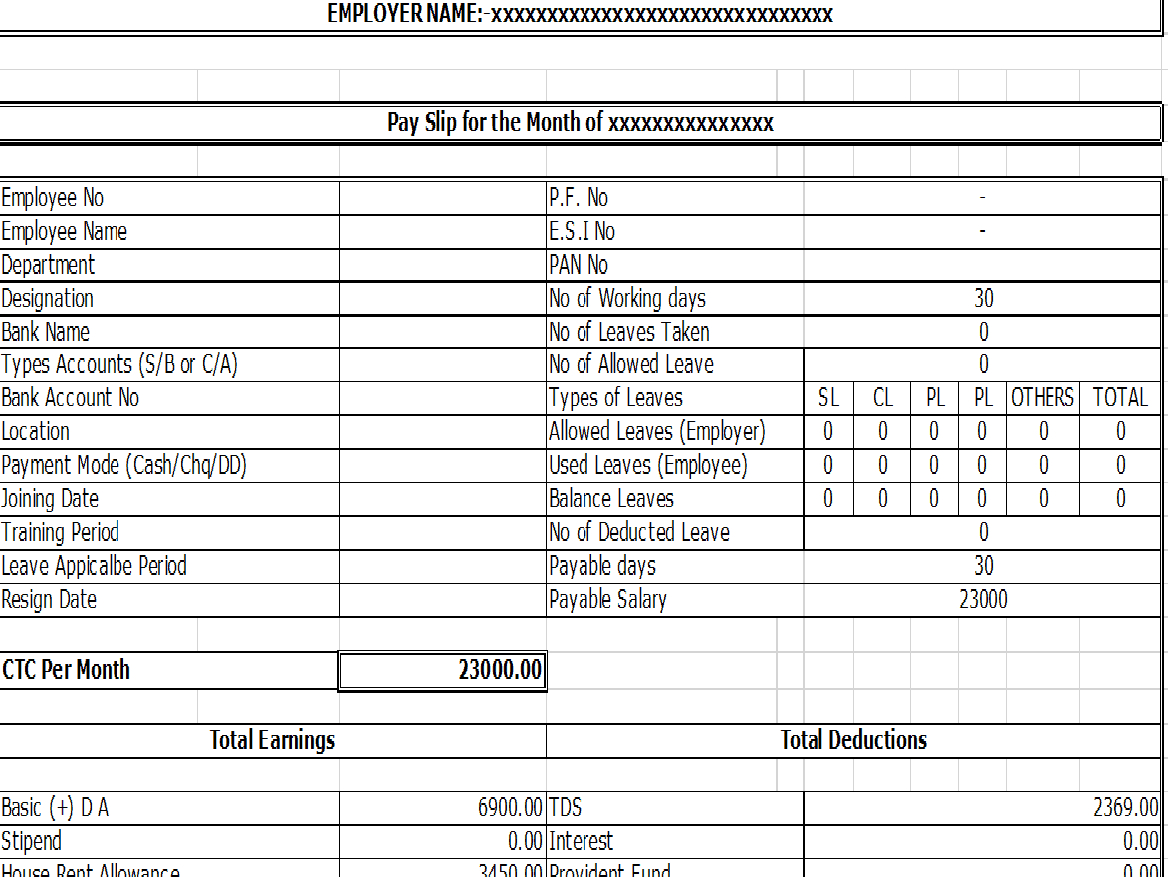 10+ Payslip Templates - Word Excel Pdf Formats Throughout Blank Payslip Template