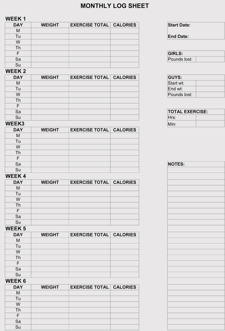 12+ Blank Workout Log Sheet Templates To Track Your Progress Inside Blank Workout Schedule Template