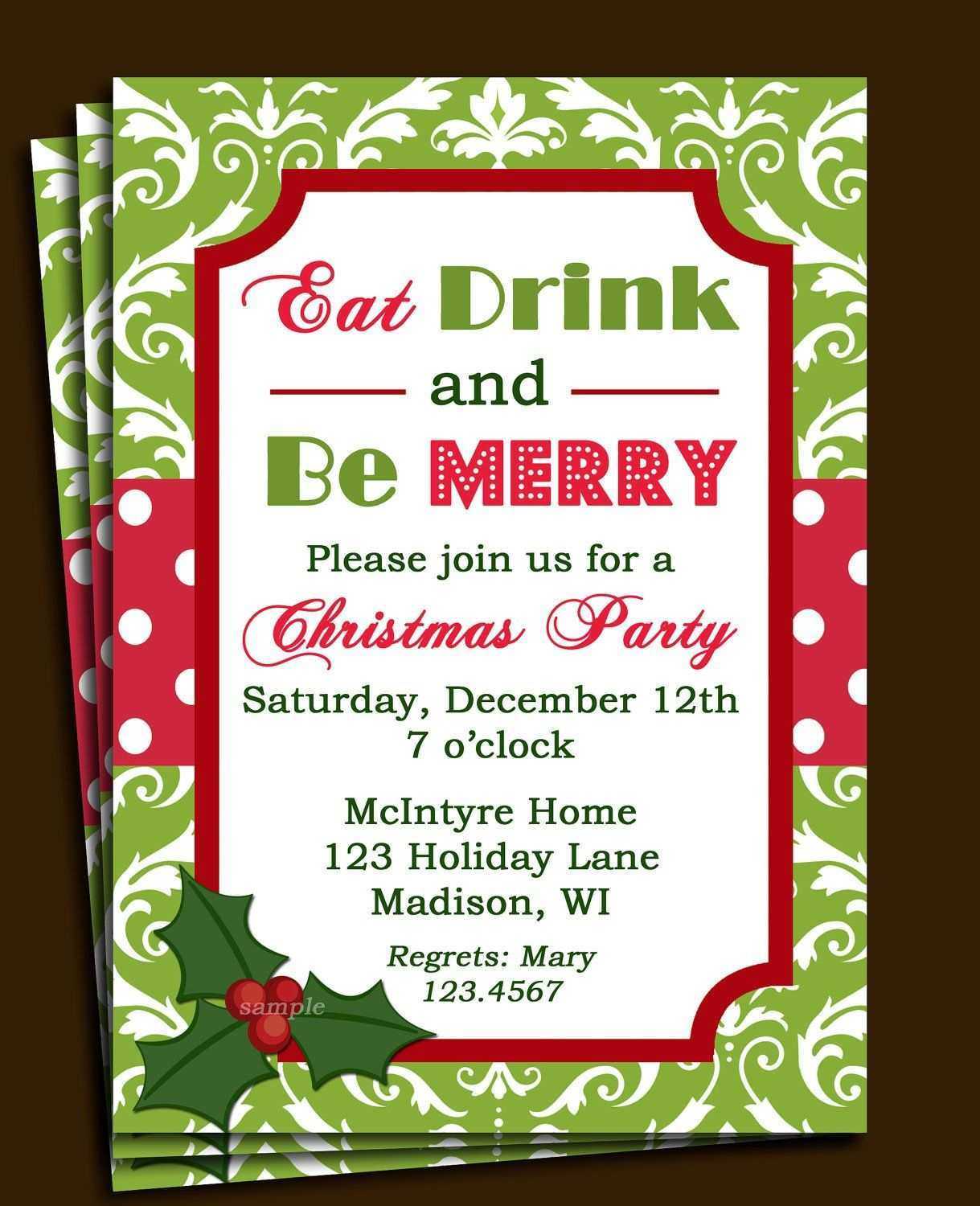 12 Printable Office Christmas Party Invitation Template Free Throughout Free Christmas Invitation Templates For Word