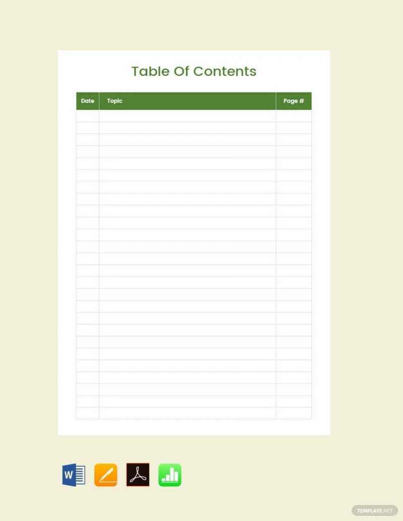 15 Best Table Of Content Templates For Your Documents Within Blank Table Of Contents Template