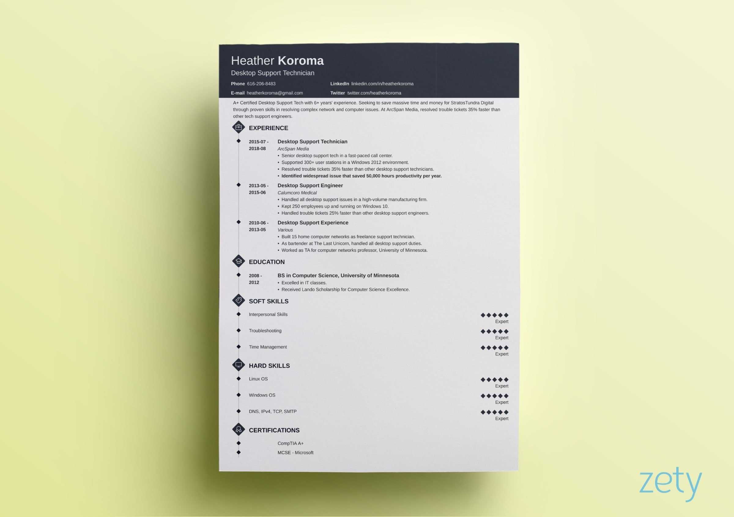 15 One Page Resume Templates [Examples Of 1 Page Format] For Resume Templates Word 2013