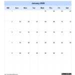 2020 Blank Calendar Blank Portrait Orientation Free With Blank One Month Calendar Template