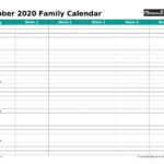 2020 Family Calendar Family Landscape Orientation Free With Printable Blank Daily Schedule Template