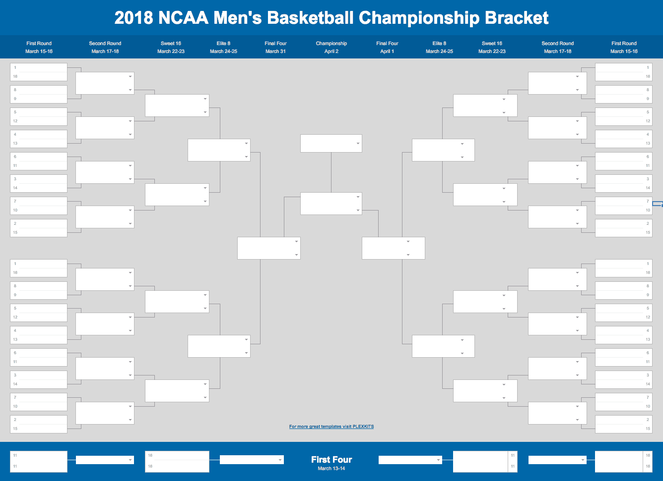 2020 March Madness Bracket (Excel And Google Sheets Template) With Regard To Blank Ncaa Bracket Template