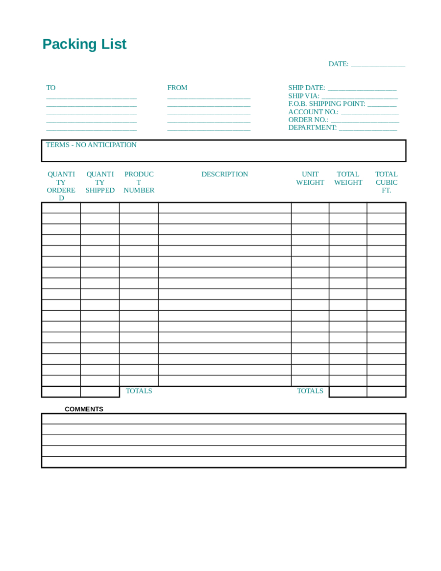 2020 Release Of Interest Form – Fillable, Printable Pdf For Blank Packing List Template