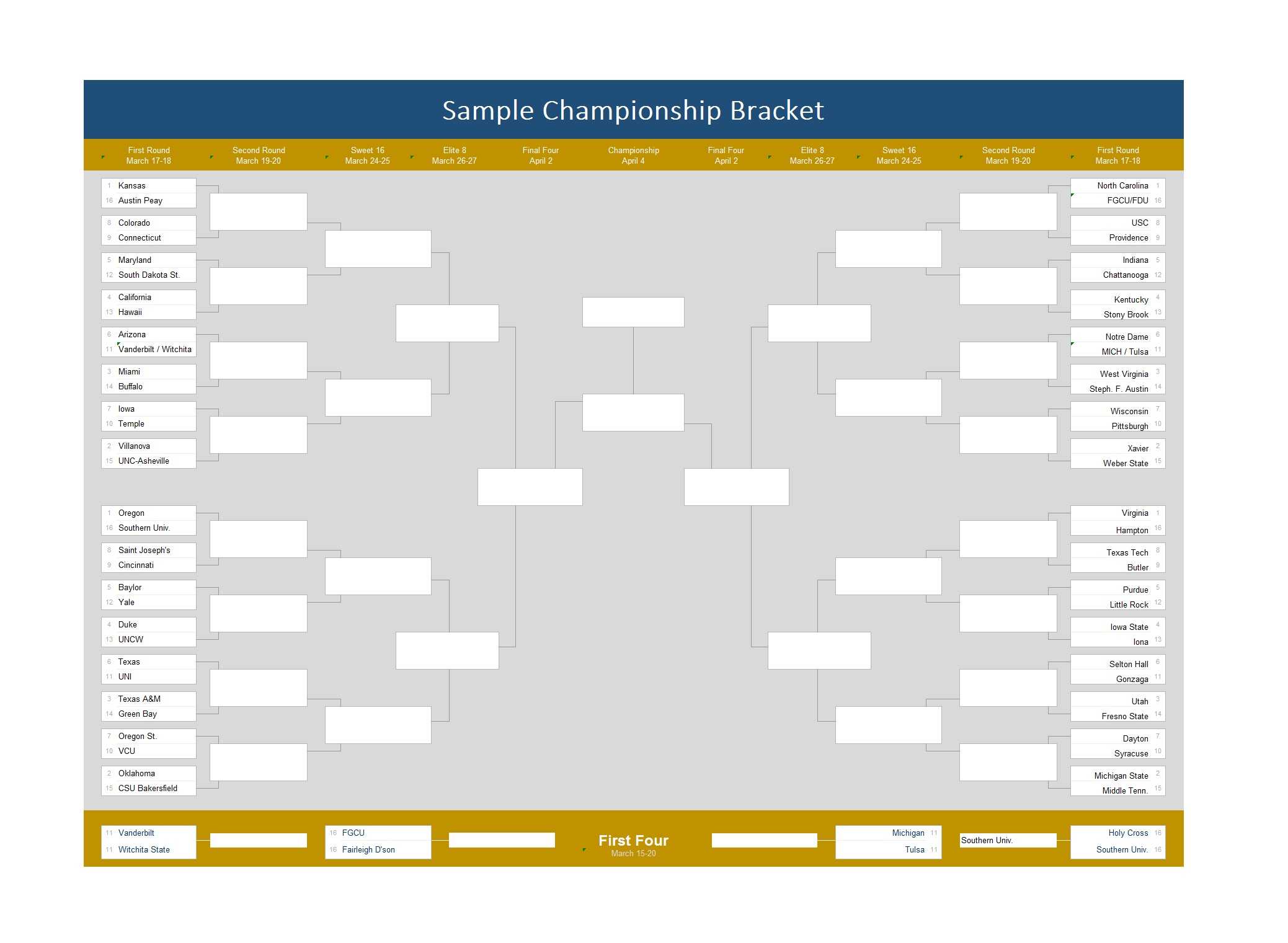 34 Blank Tournament Bracket Templates (&100% Free) ᐅ Regarding Blank Scheme Of Work Template