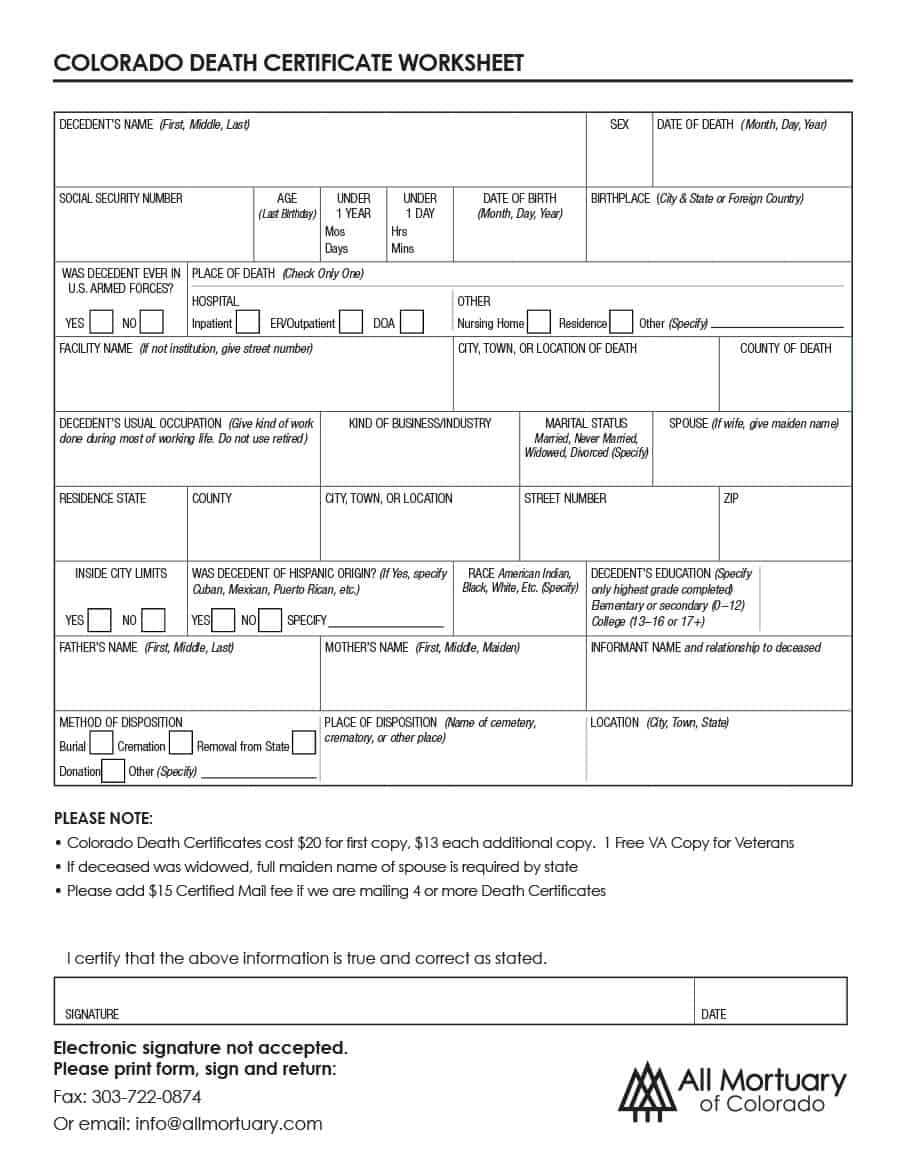 37 Blank Death Certificate Templates [100% Free] ᐅ Templatelab Throughout Coroner's Report Template