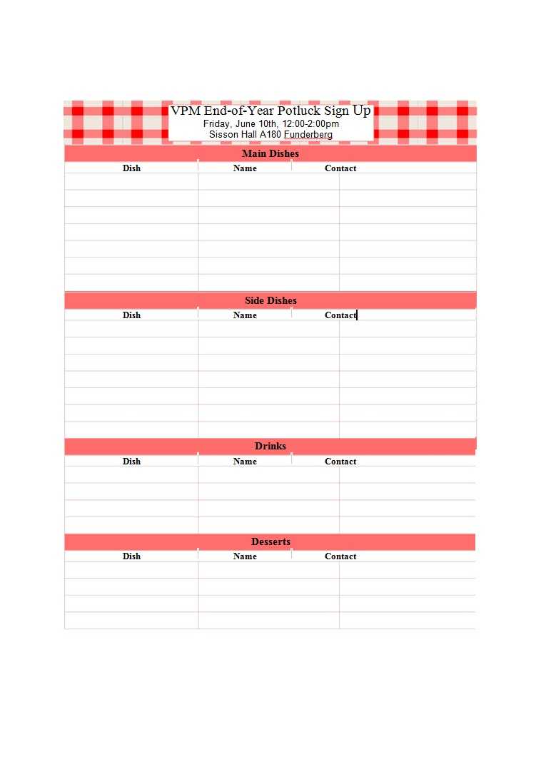 38 Best Potluck Sign Up Sheets (For Any Occasion) ᐅ Templatelab For Potluck Signup Sheet Template Word