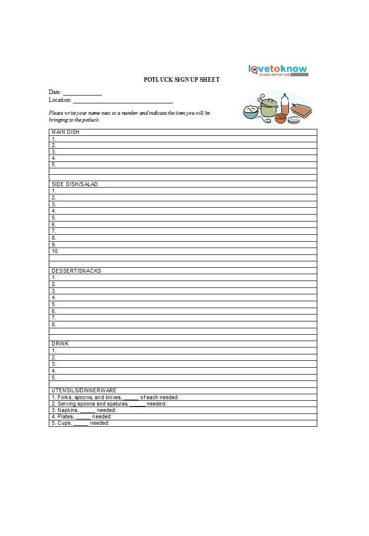 38 Best Potluck Sign Up Sheets (For Any Occasion) ᐅ Templatelab Inside Potluck Signup Sheet Template Word