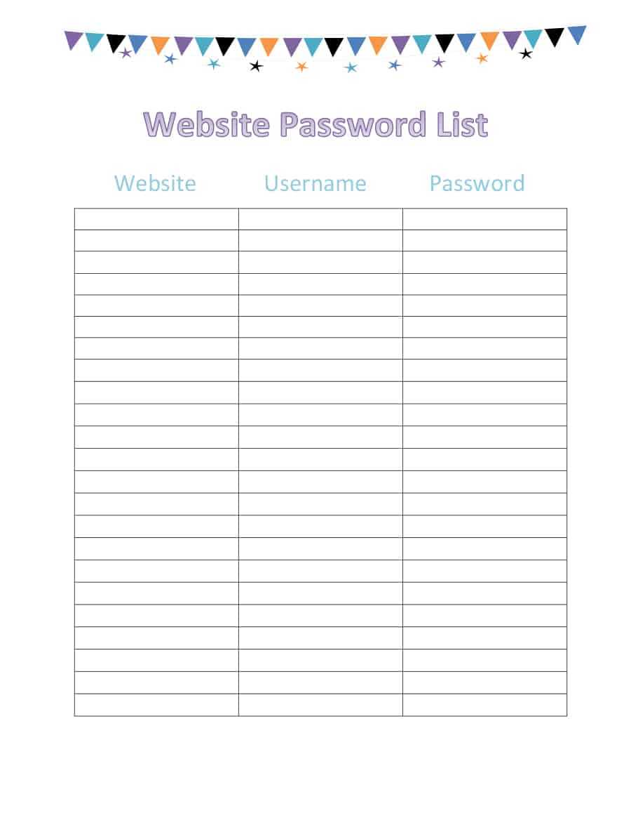 39 Best Password List Templates (Word, Excel & Pdf) ᐅ Regarding Blank Table Of Contents Template Pdf