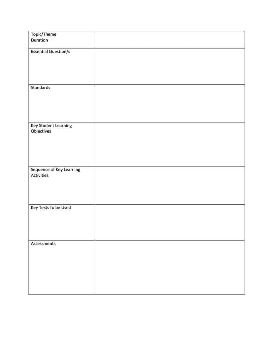 39 Best Unit Plan Templates [Word, Pdf] ᐅ Templatelab In Blank Unit Lesson Plan Template