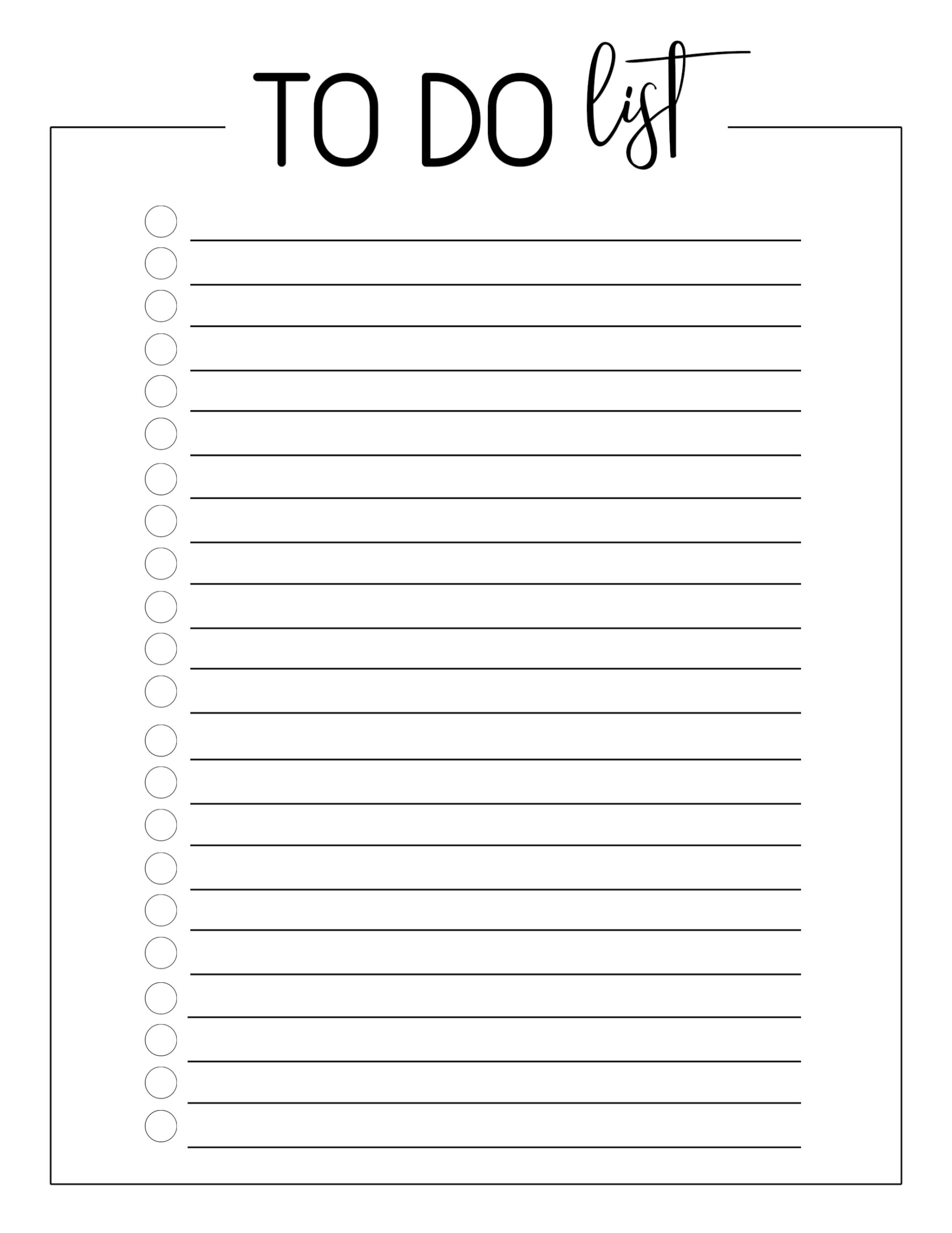 todo list templates