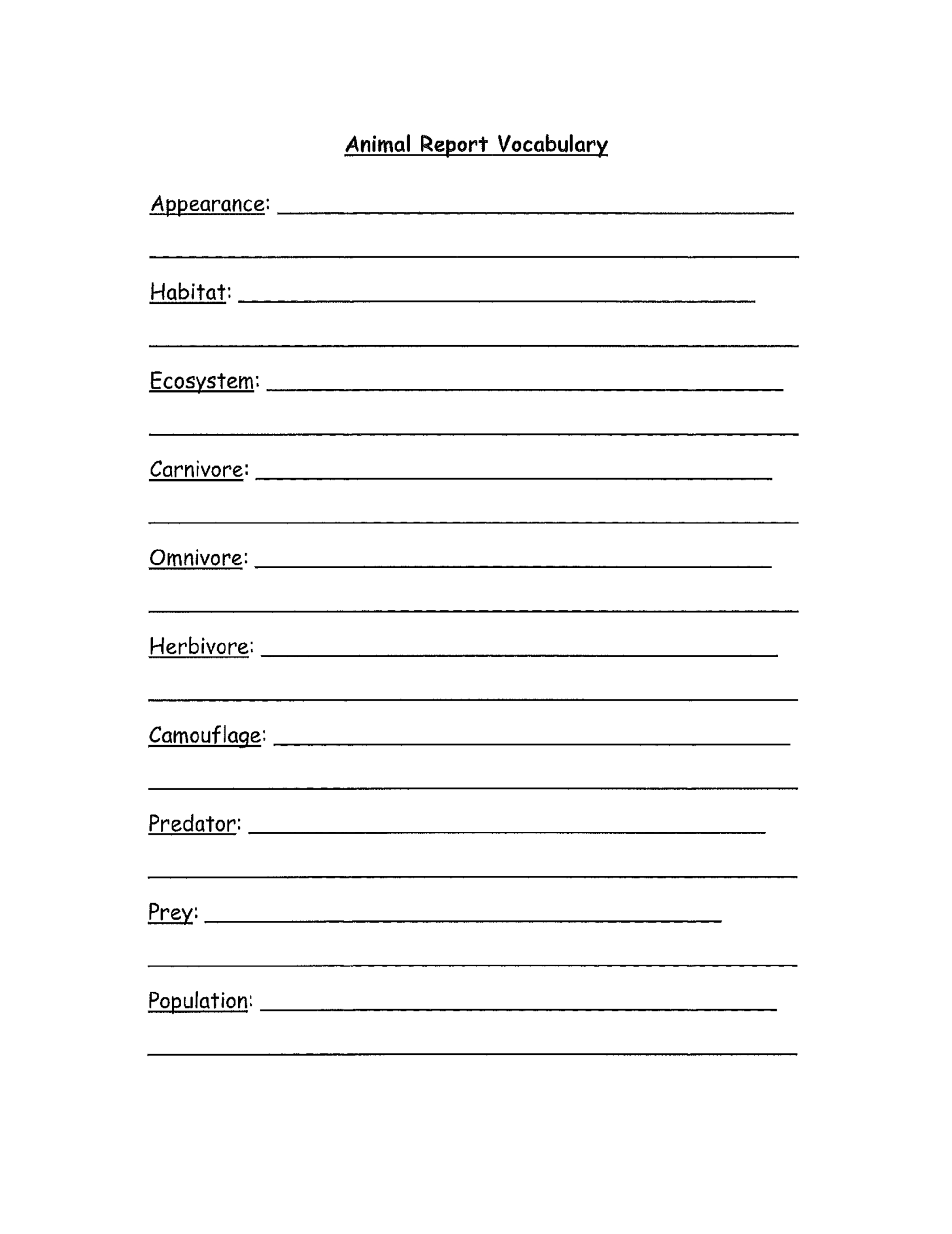 3Rd Grade Animal Report Template Free Download With Animal Report Template