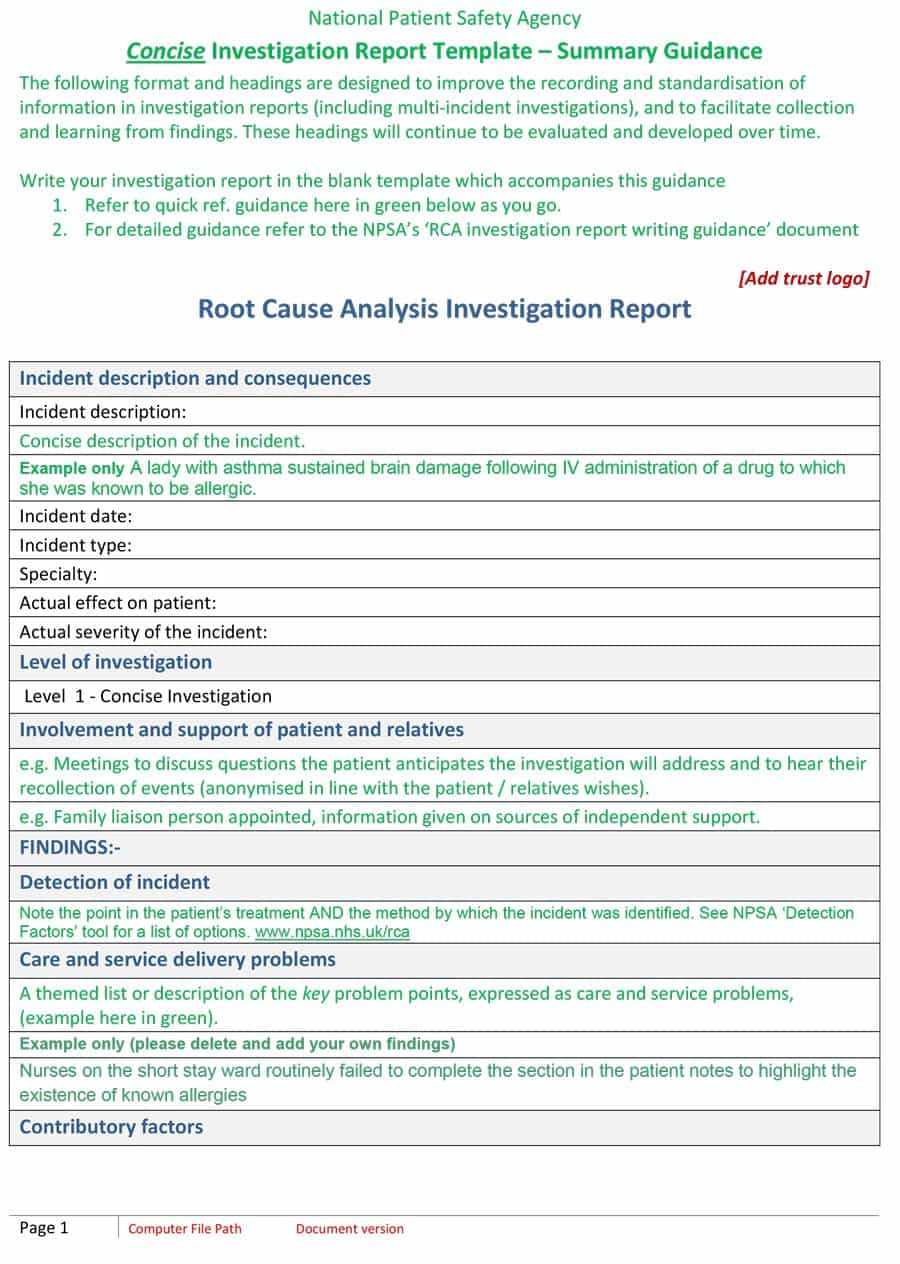 40+ Effective Root Cause Analysis Templates, Forms & Examples For Failure Investigation Report Template