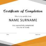 40 Fantastic Certificate Of Completion Templates [Word For Blank Certificate Templates Free Download