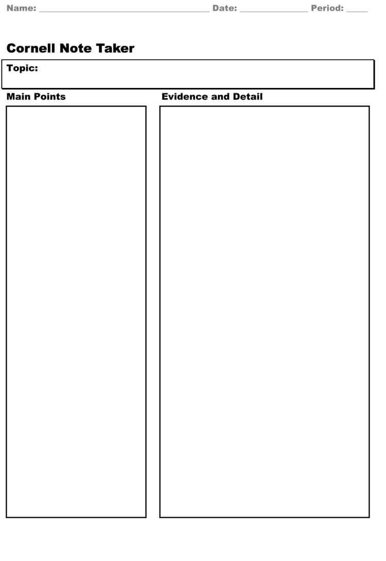 40 Free Cornell Note Templates (With Cornell Note Taking With Regard To Note Taking Template Word