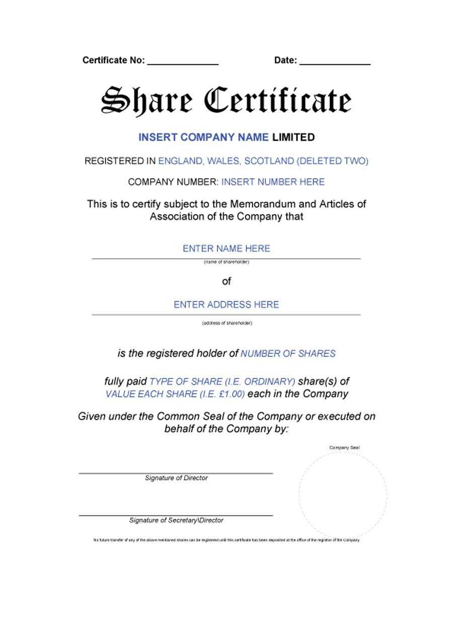40+ Free Stock Certificate Templates (Word, Pdf) ᐅ Templatelab With Blank Share Certificate Template Free