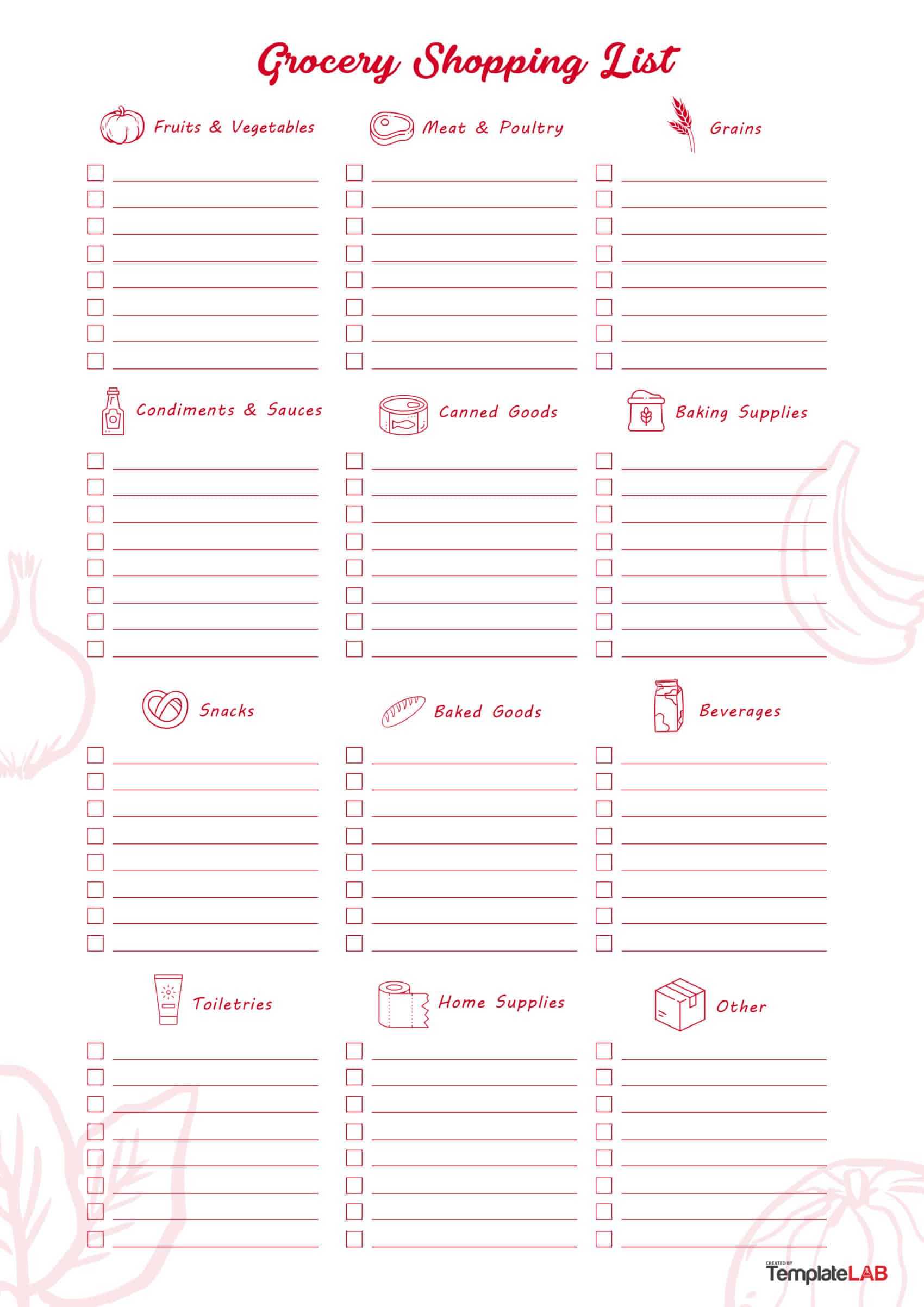 40+ Printable Grocery List Templates (Shopping List) ᐅ Intended For Blank Grocery Shopping List Template