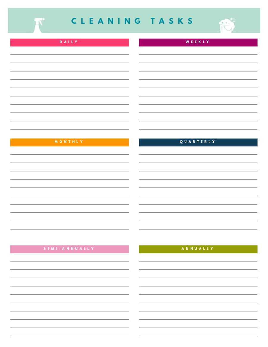 40 Printable House Cleaning Checklist Templates ᐅ Templatelab For Blank Cleaning Schedule Template