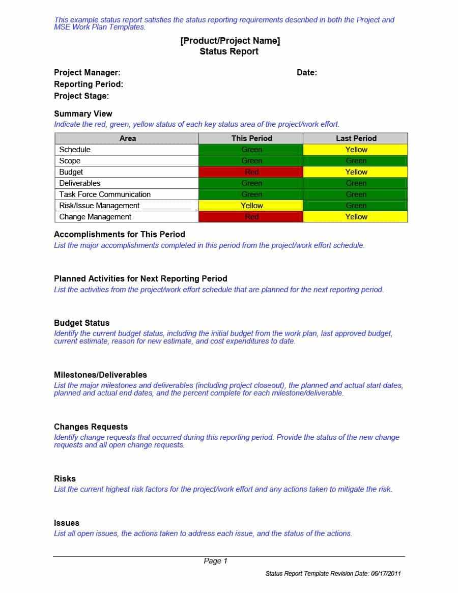 40+ Project Status Report Templates [Word, Excel, Ppt] ᐅ Intended For Manager Weekly Report Template