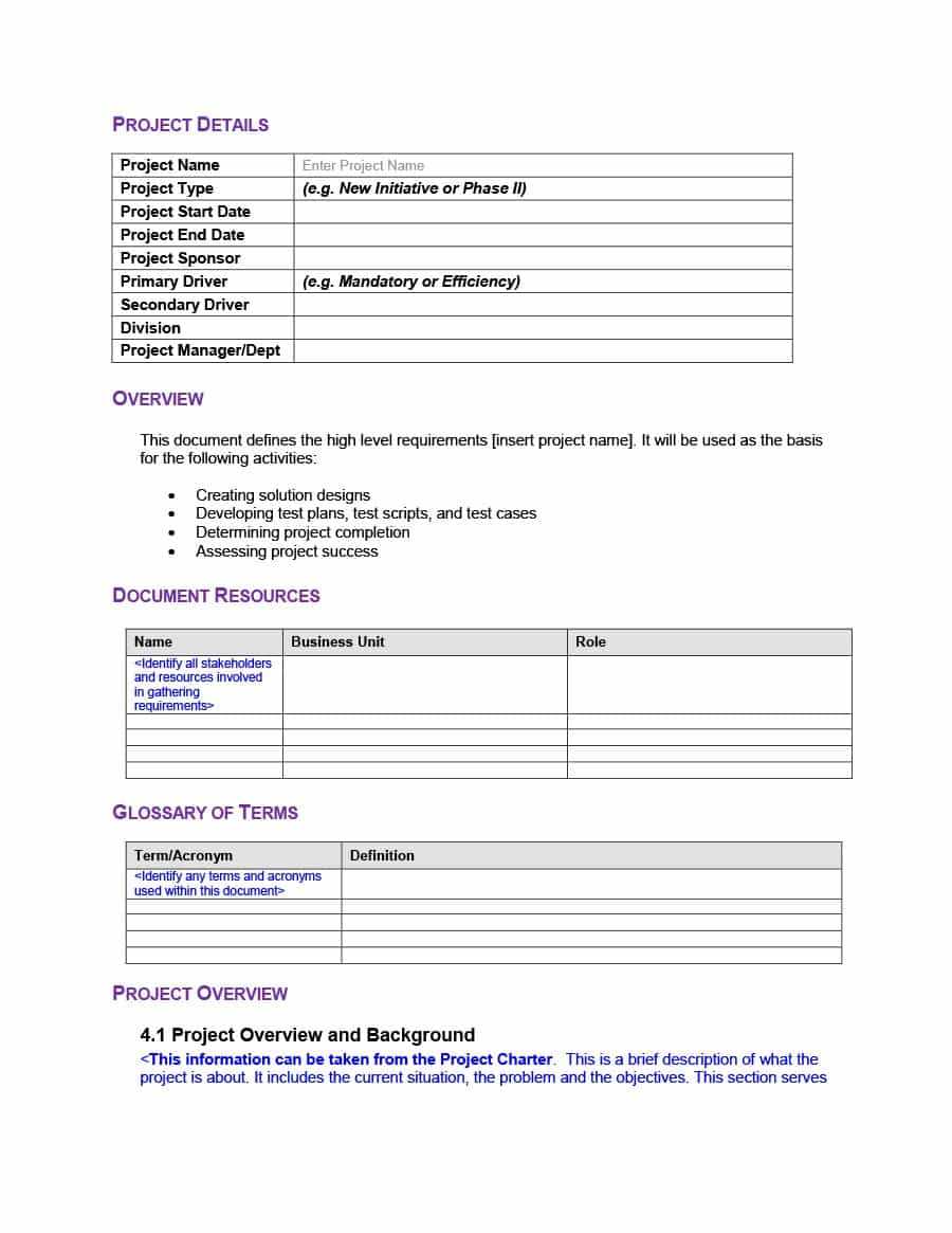 40+ Simple Business Requirements Document Templates ᐅ For Report Specification Template