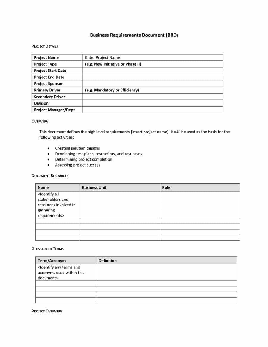 40+ Simple Business Requirements Document Templates ᐅ Within Report Requirements Template