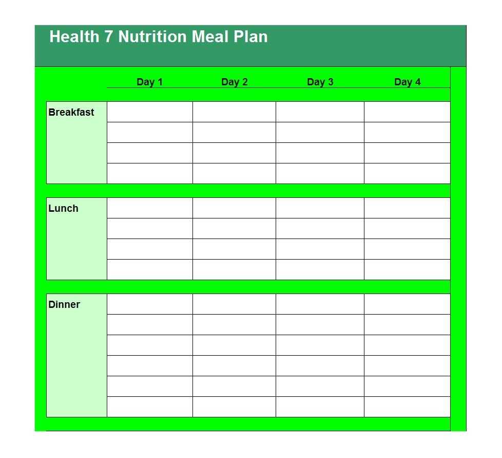40+ Weekly Meal Planning Templates ᐅ Templatelab In Meal Plan Template Word