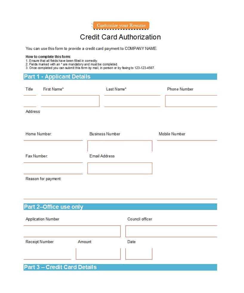 41 Credit Card Authorization Forms Templates {Ready To Use} Throughout Credit Card Authorization Form Template Word