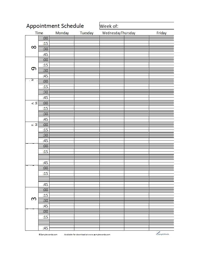 45 Printable Appointment Schedule Templates [& Appointment Intended For Appointment Sheet Template Word