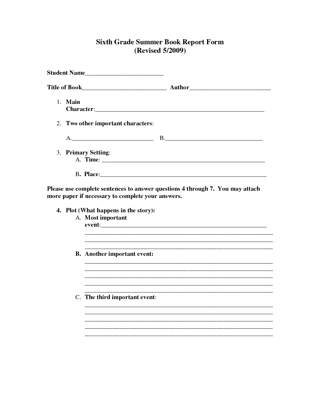 4Th Grade Book Report Worksheets | Printable Worksheets And With Regard To Book Report Template 6Th Grade