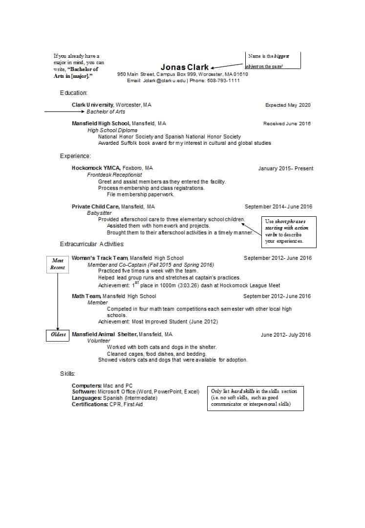 college student resume template microsoft word