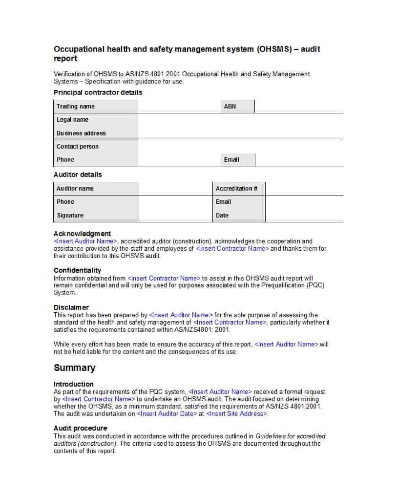 50 Free Audit Report Templates (Internal Audit Reports) ᐅ For Internal Control Audit Report Template