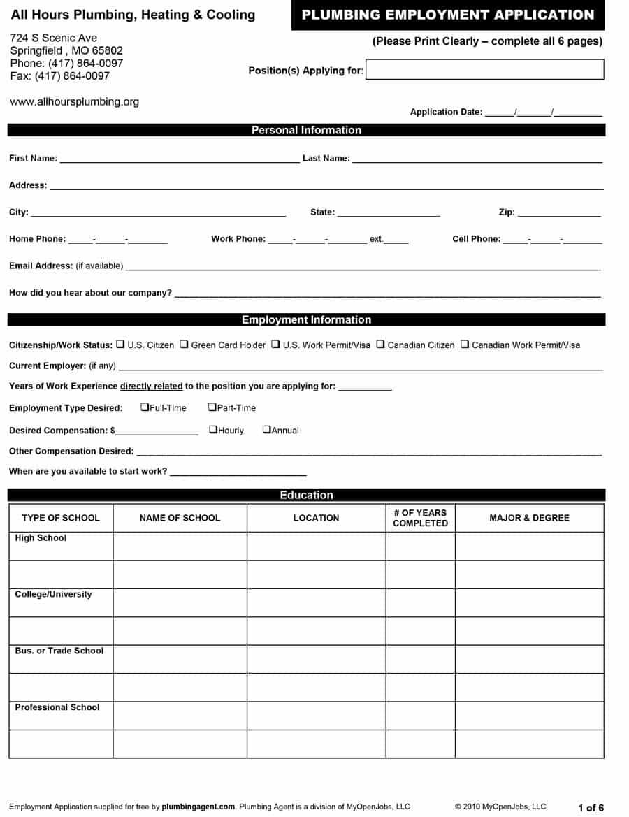 50 Free Employment / Job Application Form Templates Throughout Job Application Template Word