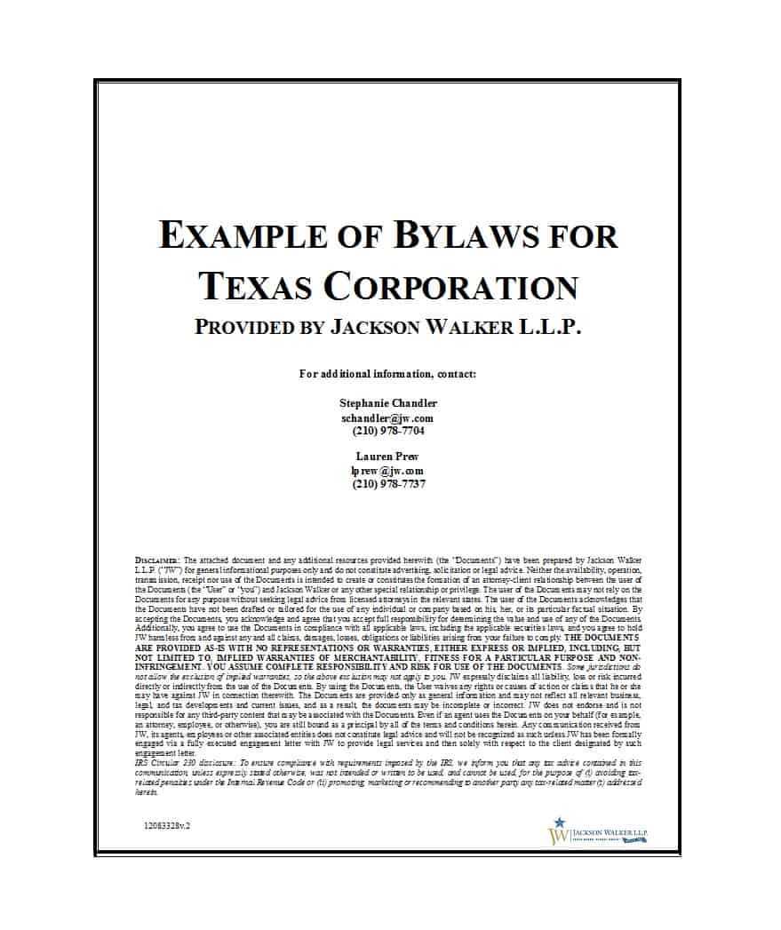 50 Simple Corporate Bylaws Templates & Samples ᐅ Templatelab For Corporate Bylaws Template Word