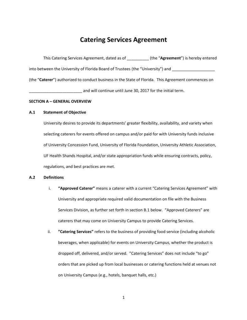 6+ Food Service Contract Templates – Pdf, Word | Free In Catering Contract Template Word