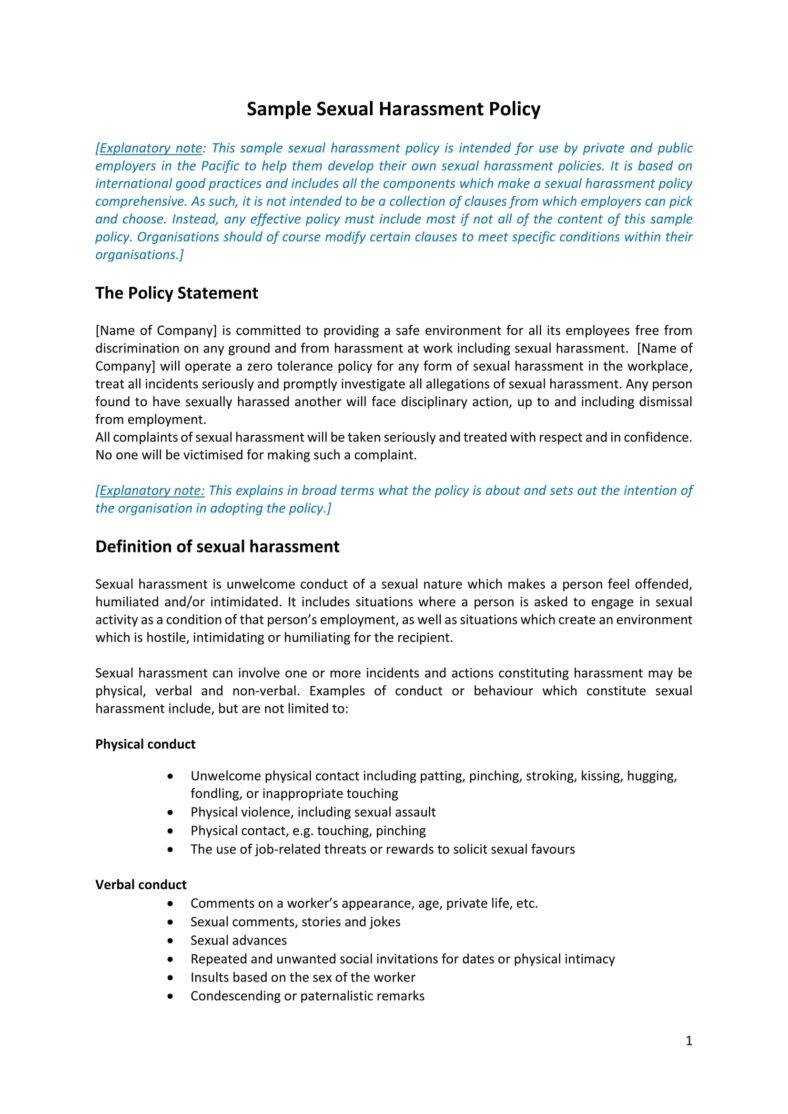 6+ Harassment Policy Templates – Pdf, Doc | Free & Premium Regarding Sexual Harassment Investigation Report Template