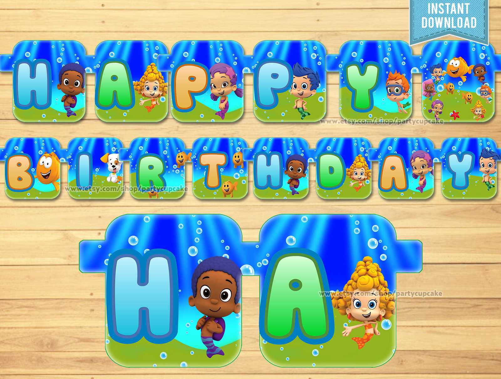 80% Off Sale Happy Birthday Banner Bubble Guppies – Instant Download – Pdf  Files – High Resolution – Holiday Party – Bubble Decoration For Bubble Guppies Birthday Banner Template