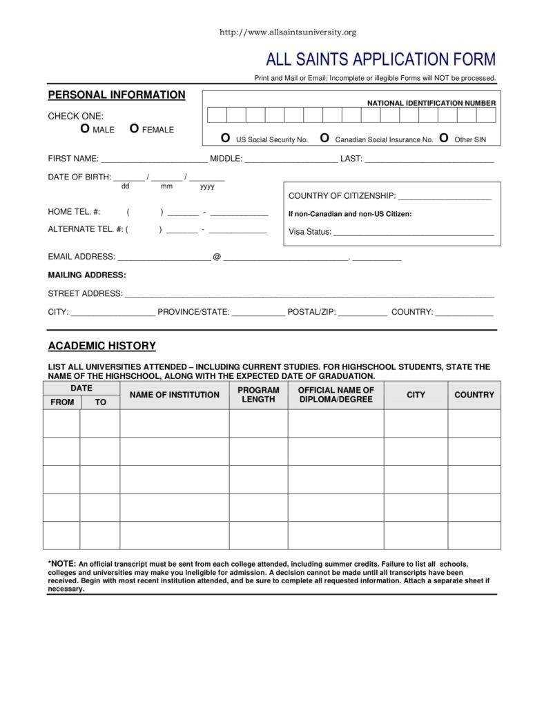 9+ College Application Form Templates – Pdf | Free & Premium Intended For School Registration Form Template Word