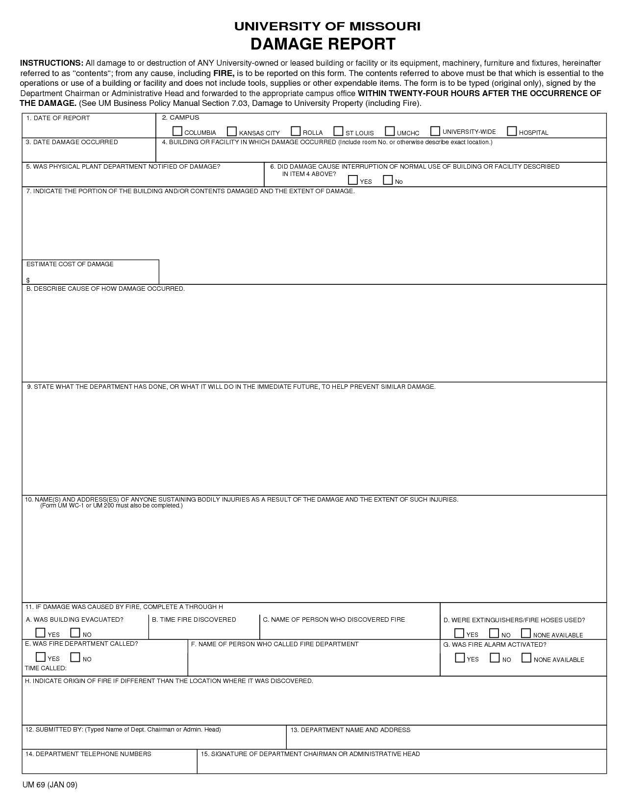 9+ Damage Report Example – Pdf | Examples Intended For Sample Fire Investigation Report Template