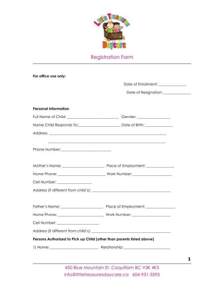 9+ Daycare Application Form Templates – Free Pdf, Doc Format In Enquiry Form Template Word