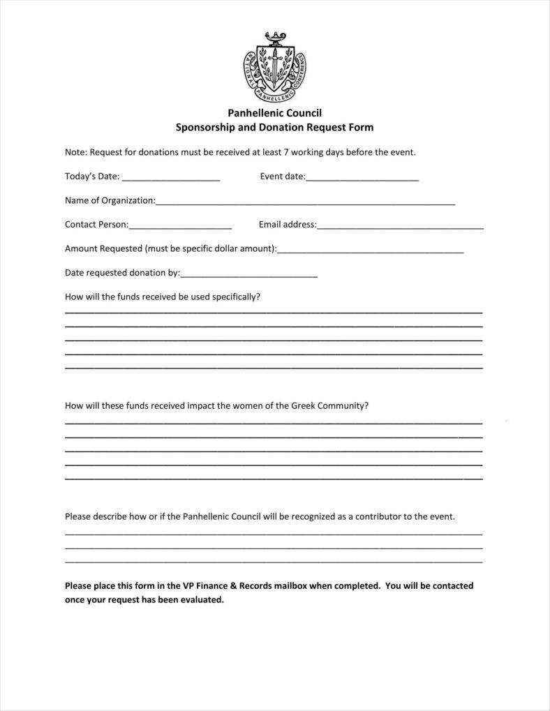 9+ Donation Application Form Templates Free Pdf Format Throughout Blank Sponsor Form Template Free