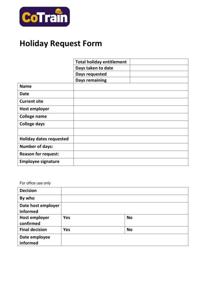 9+ Holiday Request Form Templates – Pdf, Doc | Free For Check Request Template Word