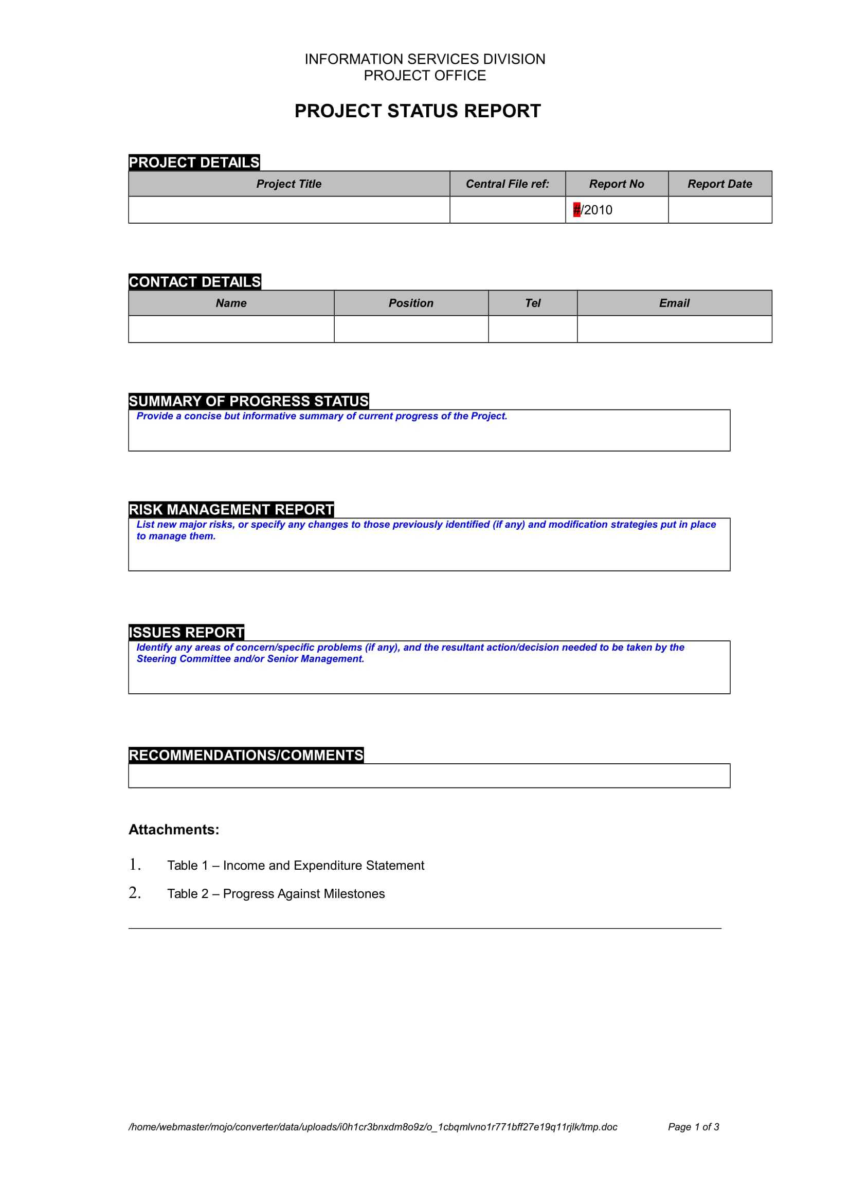 9+ Status Report Examples - Doc, Pdf | Examples In Progress Report Template Doc