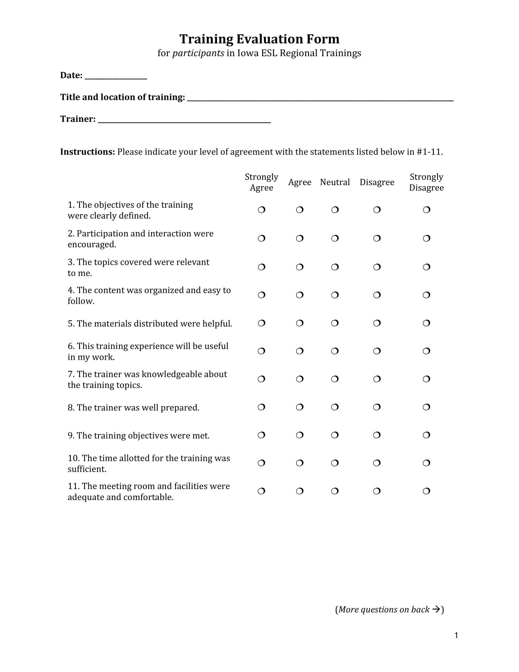 9+ Training Evaluation Survey Examples – Pdf, Word | Examples Pertaining To Student Feedback Form Template Word