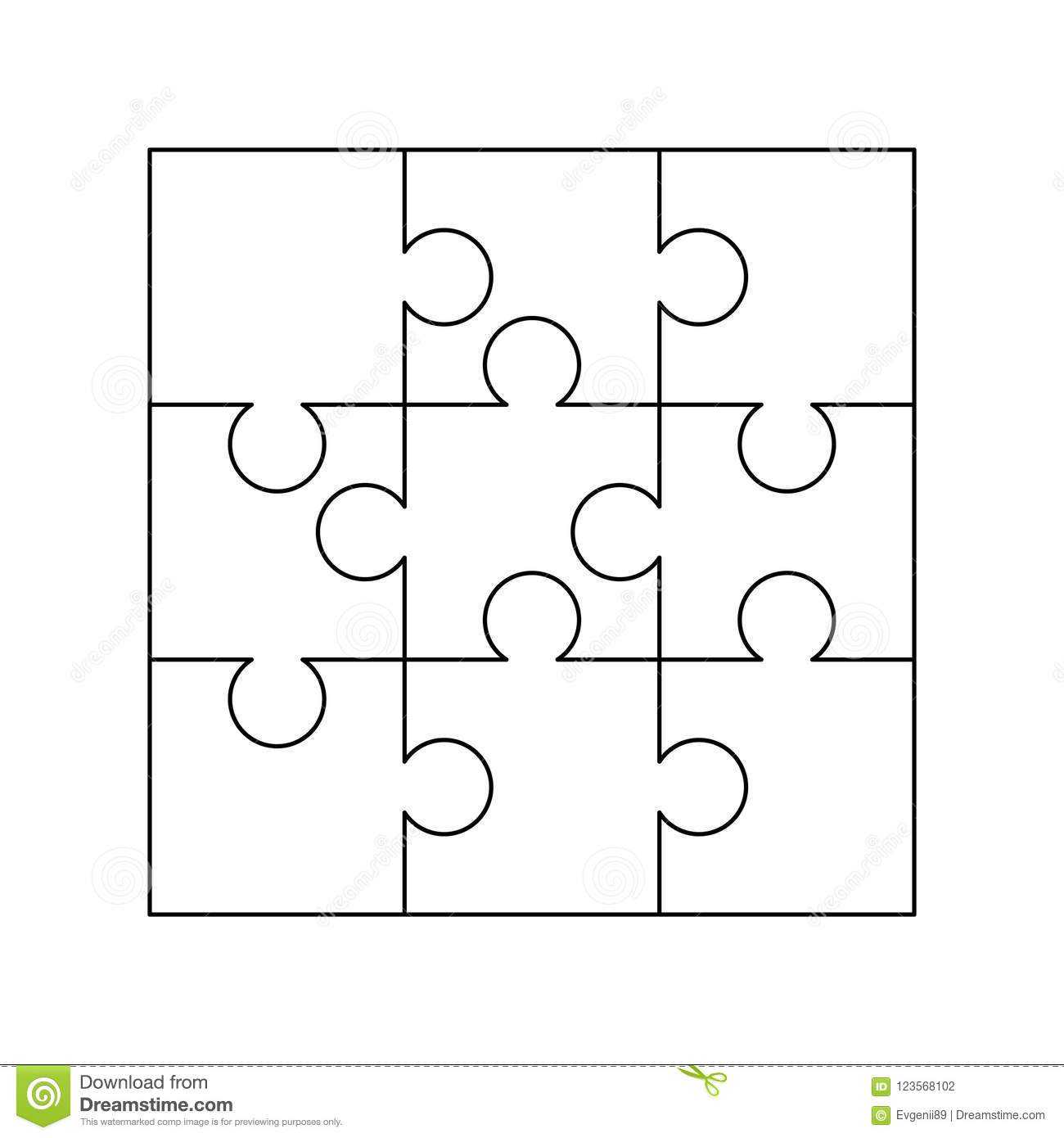 9 White Puzzles Pieces Arranged In A Square. Jigsaw Puzzle Regarding Jigsaw Puzzle Template For Word