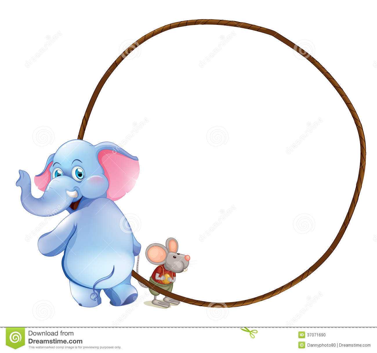 A Round Empty Template With An Elephant And A Mouse Stock For Blank Elephant Template