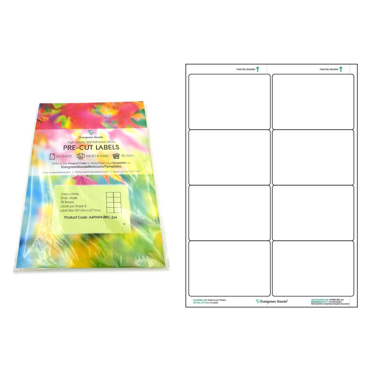 A4 Pre Cut Multi Matte White Paper Labels (2X4, 8 Labels Per Pertaining To 8 Labels Per Sheet Template Word