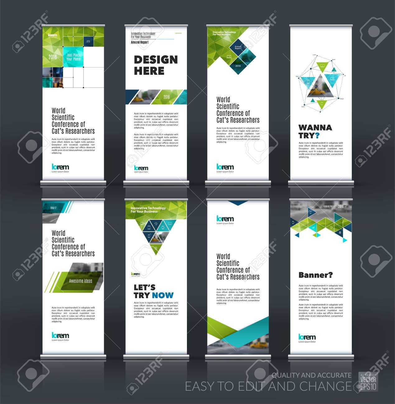 Abstract Business Vector Set Of Modern Roll Up Banner Stand Design.. With Banner Stand Design Templates